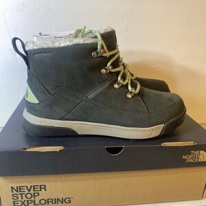 The North Face Womens Sierra Mid Waterproof Winter Boots Grey/Misty Sage 6 NEW!